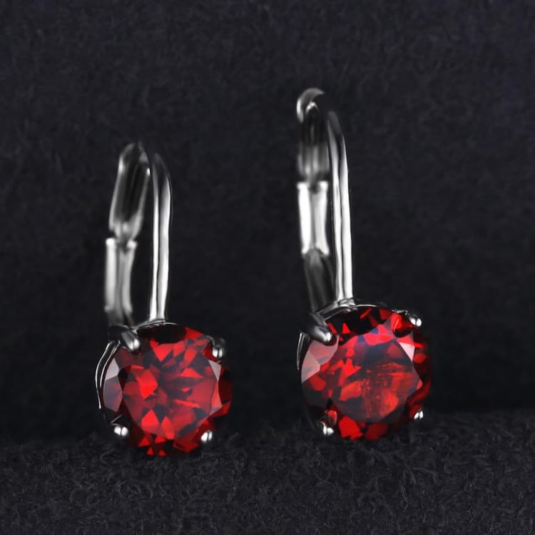 Náušnice s round granátmi 20589