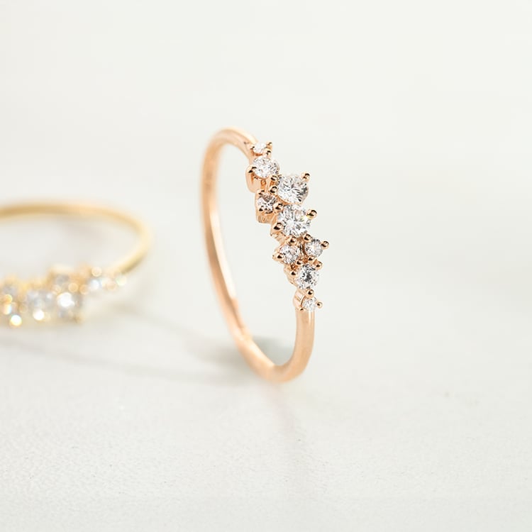 Strieborný cluster prsteň s moissanitmi Isolde 150990