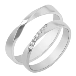 Platinové prepletené svadobné obrúčky s diamantmi Rexanne