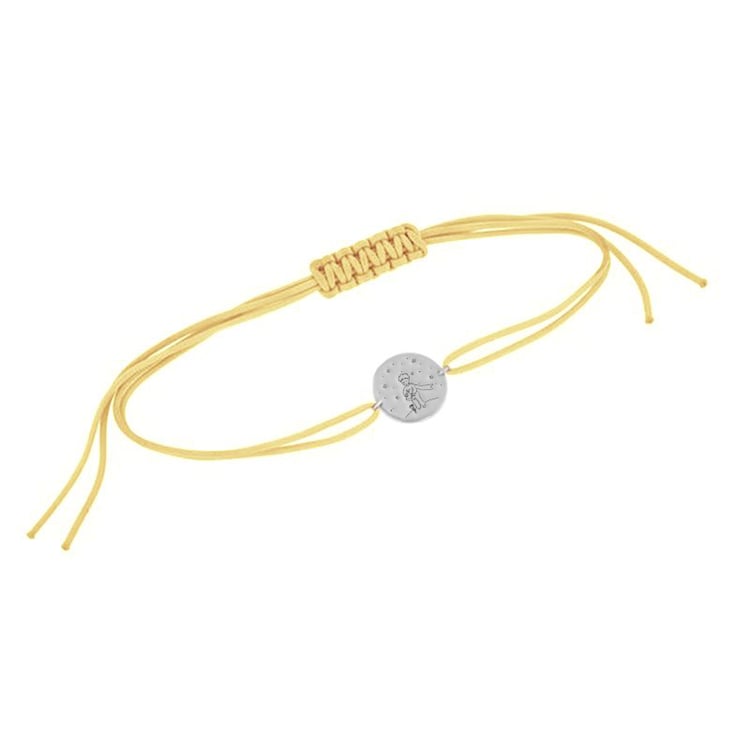 Strieborný povrázkový náramok Malý princ s ružou a gravírom 118552