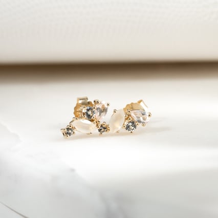 Strieborné náušnice s mesačným kameňom, ruženínom a topásmi Jinan