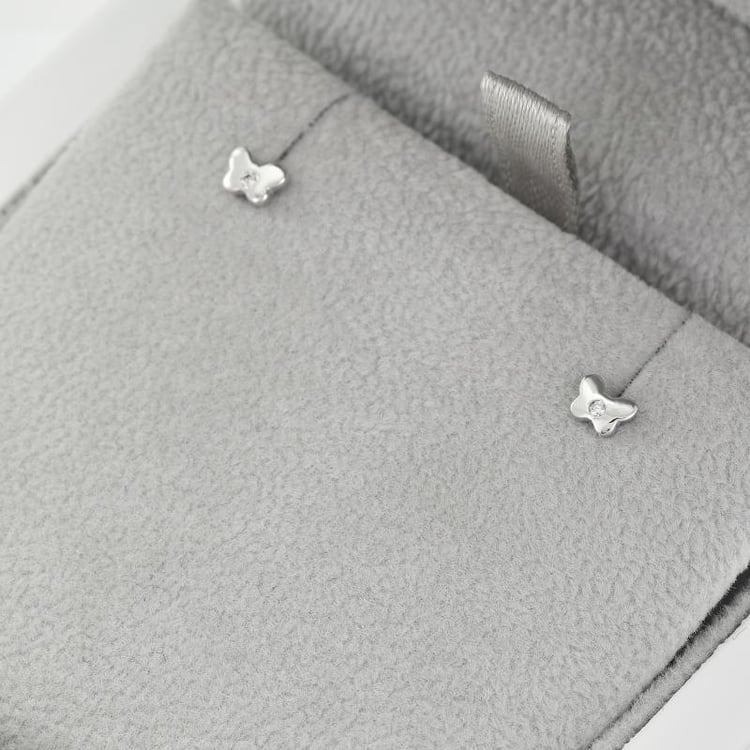 Zlaté diamantové náušnice s motýliky 38736