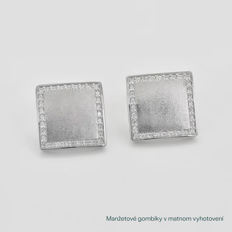 Strieborné manžetové gombíky s diamantmi Baine 165356