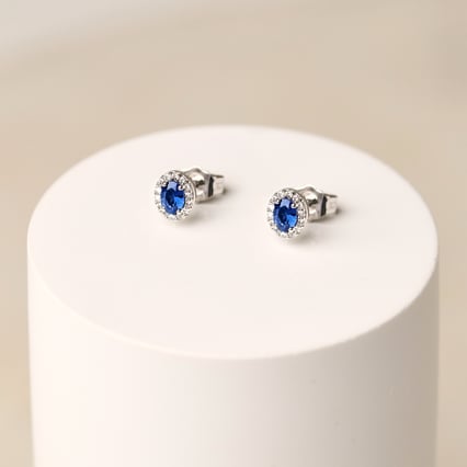 Jemné náušnice zo zlata se zafírmi a lab-grown diamantmi Shrivatsa