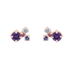 Fialové cluster náušnice s ametystmi a drahokamami Kerrie