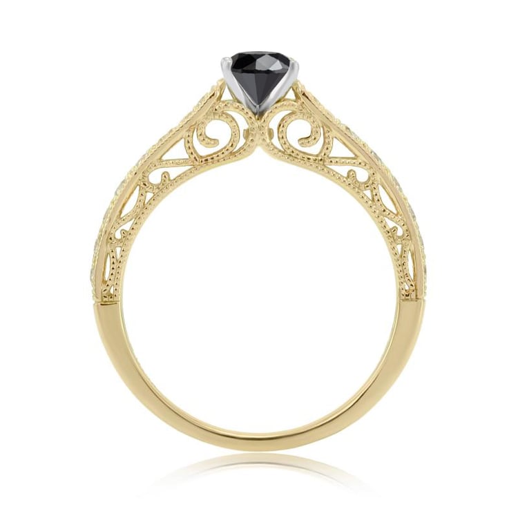 Zlatý prsteň s čiernym diamantom 40591