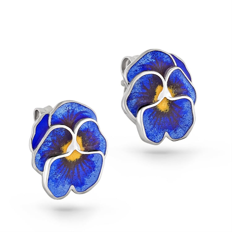 Strieborné náušnice fialky