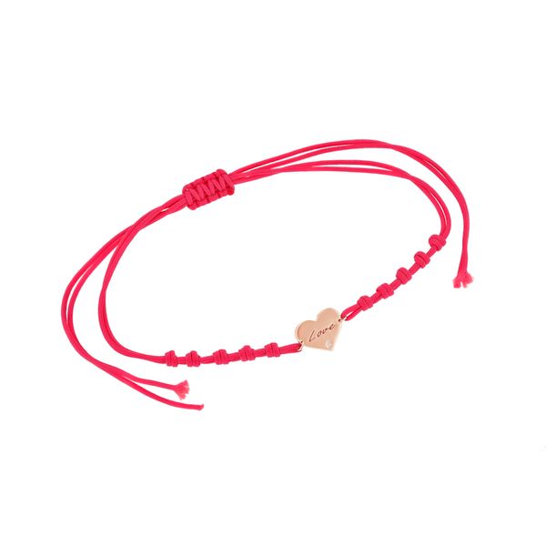 Povrázkový srdcový náramok s gravírovaním a diamantom Kia