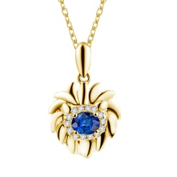 Zlatý prívesok v znamení Leva so zafírom a diamantmi Leo