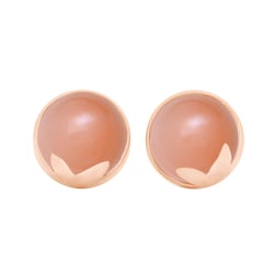 Zlaté náušnice s cabochon broskyňovými mesačnými kameňmi Greta