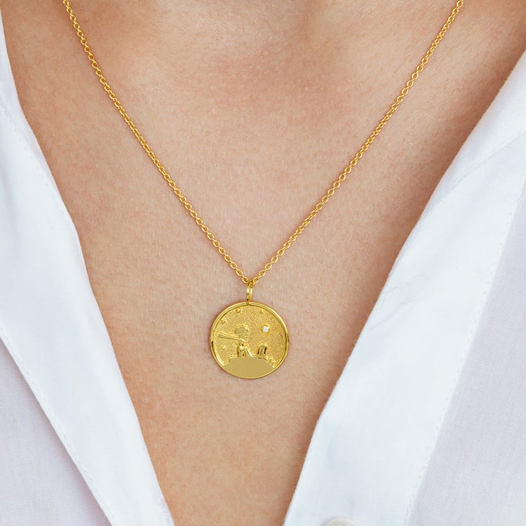 Strieborný prívesok s atypickým povrchom a diamantom Malý princ 162637