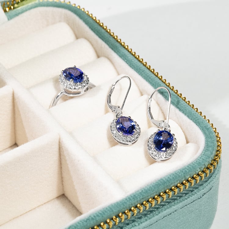Tanzanitová kolekcia šperkov s diamantmi Bizot 146181