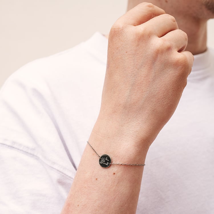 Strieborný náramok Malý princ s líškou a gravírom 122903