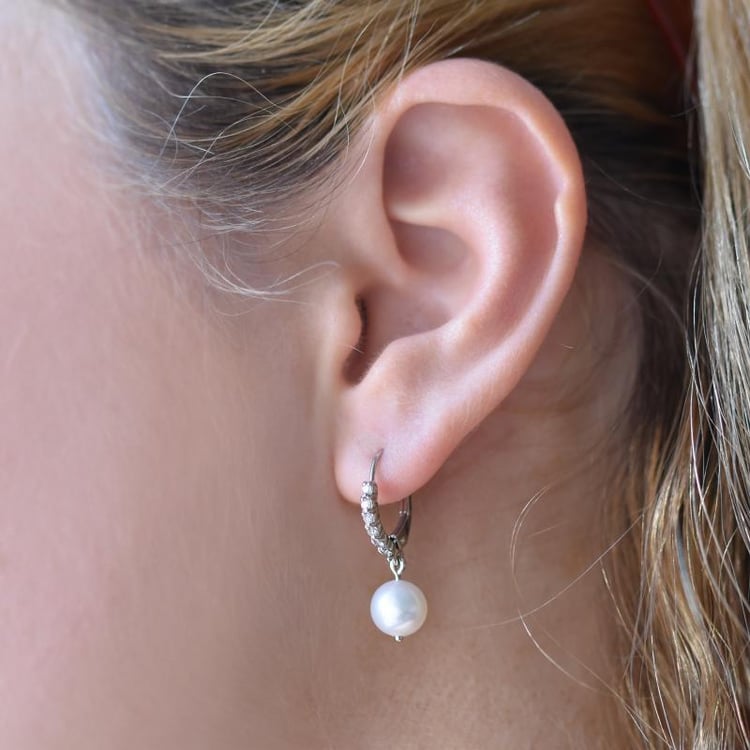 Zlaté perlové náušnice s diamantmi Agape 13839