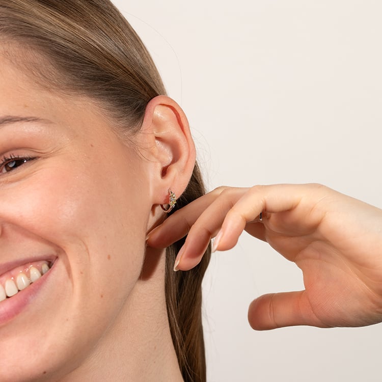 Strieborné cluster kruhové náušnice s topazmi, quartzmi a olivíny Limone 149174