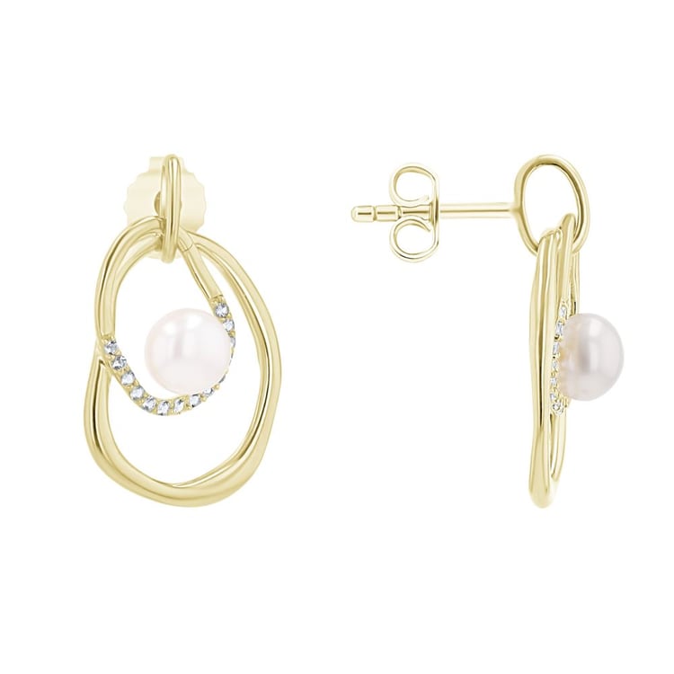 Strieborné perlové náušnice s bielym topásom 163982