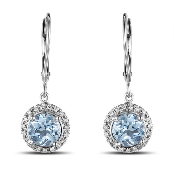 Náušnice s akvamaríny a diamantmi