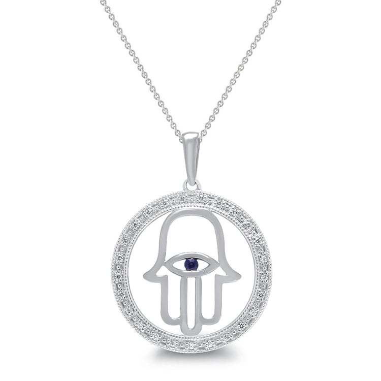 Náhrdelník v tvare ruky sa zafírom 68098