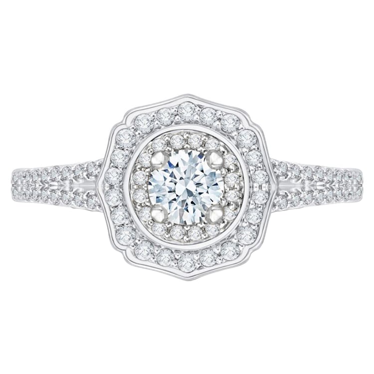 Extravagantný halo diamantový zásnubný prsteň 79386