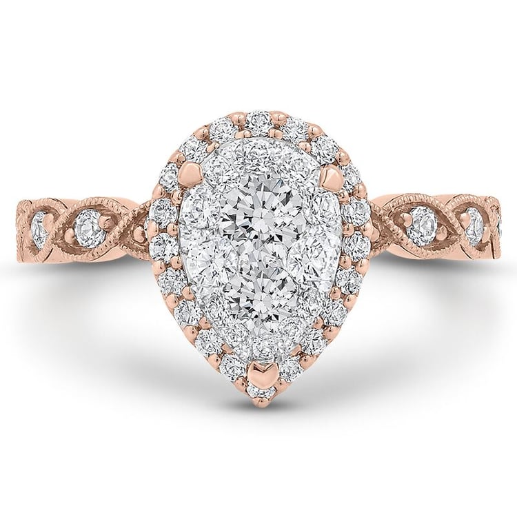 Zlatý zásnubný prsteň s diamantovou slzou 46394