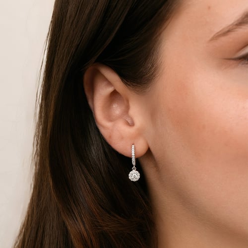 Zlaté kruhové náušnice s 0.09ct lab-grown diamantom Namita