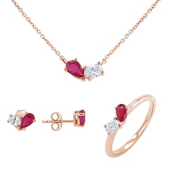 Set šperkov Toi et Moi s rubínom a lab-grown diamantom Diletta