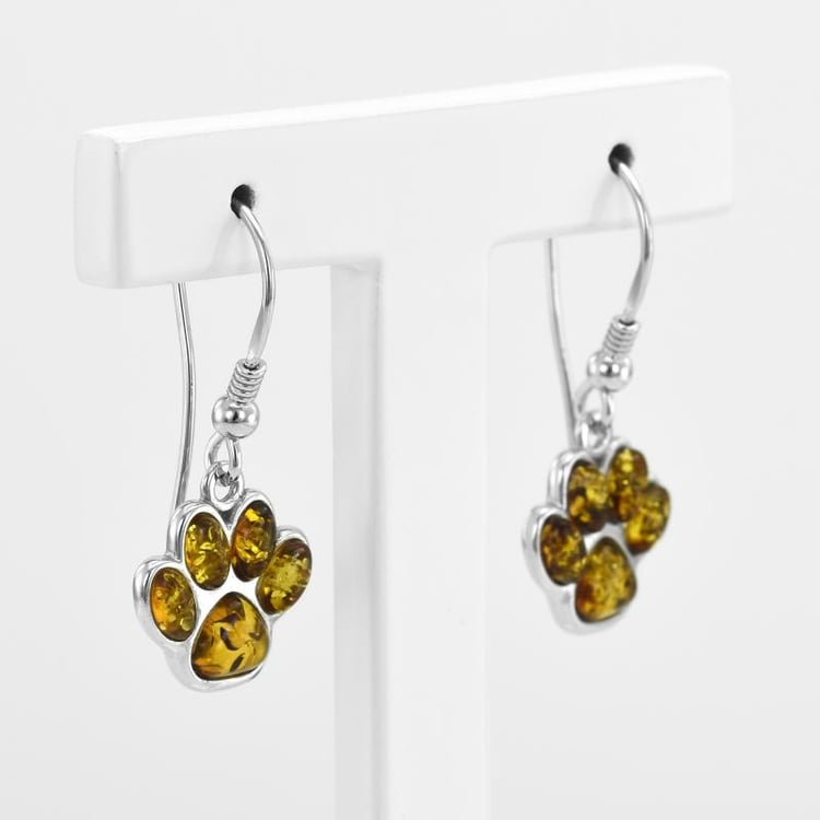 Náušnice s jantárovými labkami 52058