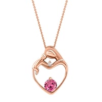 Prívesok matka a dieťa s ružovým turmalínom a diamantom Heli