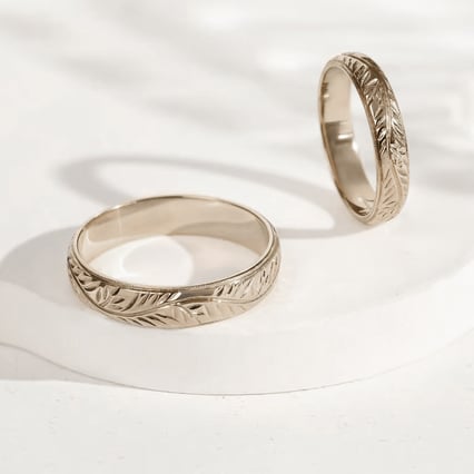 Zlaté vintage svadobné prstene z orieškového zlata Akie