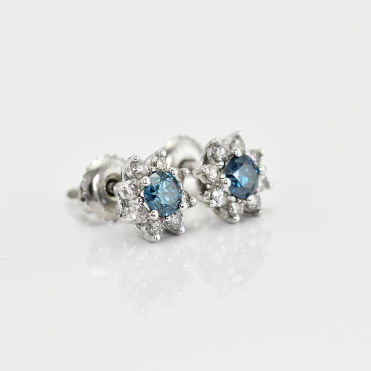 Zlaté kvietky s modrými diamantmi Sneha 14995