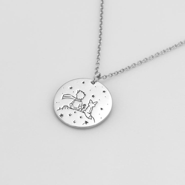 Platinový prívesok s princom, líškou a gravírom 70571