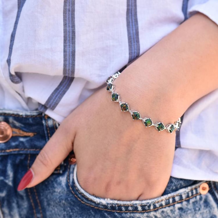 Kúzelný strieborný náramok s ohnivými opálmi 30422