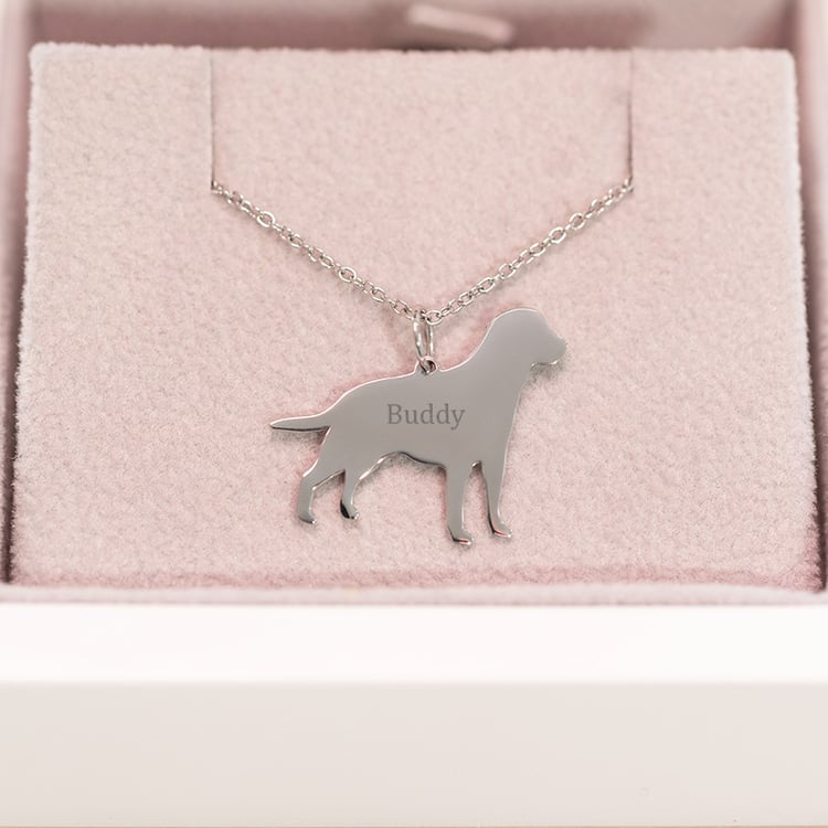 Strieborný prívesok v tvare psa s gravírom Labrador Retriever 98936