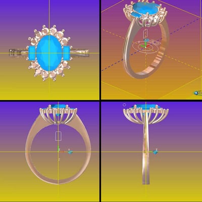 Prsteň v 3D modelovacom programe