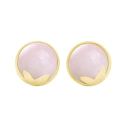 Cabochon ruženíny v zlatých náušniciach Greta