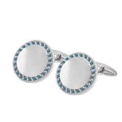 Zlaté okrúhle manžetové gombíky s modrými diamantmi Tanzy