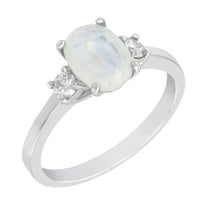 Zlatý prsteň s mesačným kameňom a moissanitmi Lettie