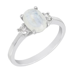 Zlatý prsteň s mesačným kameňom a moissanitmi Lettie