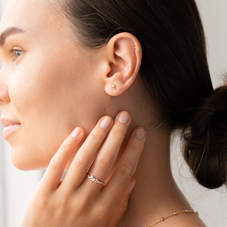 Zlaté náušnice s perlami a lab-grown diamantmi Chaney 126767