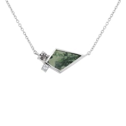 Náhrdelník s machovým achátom, diamantom a moissanitom Luca