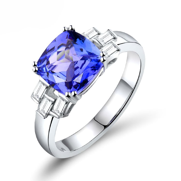 Tanzanitový zlatý prsteň s diamantmi Conor 18606