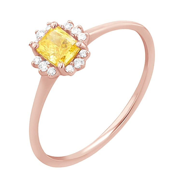 Halo prsteň s 0.32ct IGI certifikovaným žltým lab-grown diamantom Vicky 141375