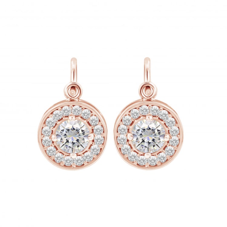 Visiace náušnice s moissanitmi a diamantmi Amadi 100142