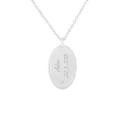 Strieborný oválný prívesok s diamantom a gravírom Ismael