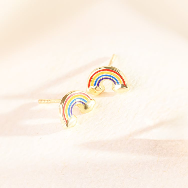 Zlaté detské náušnice v tvare dúhy Marigold 164367