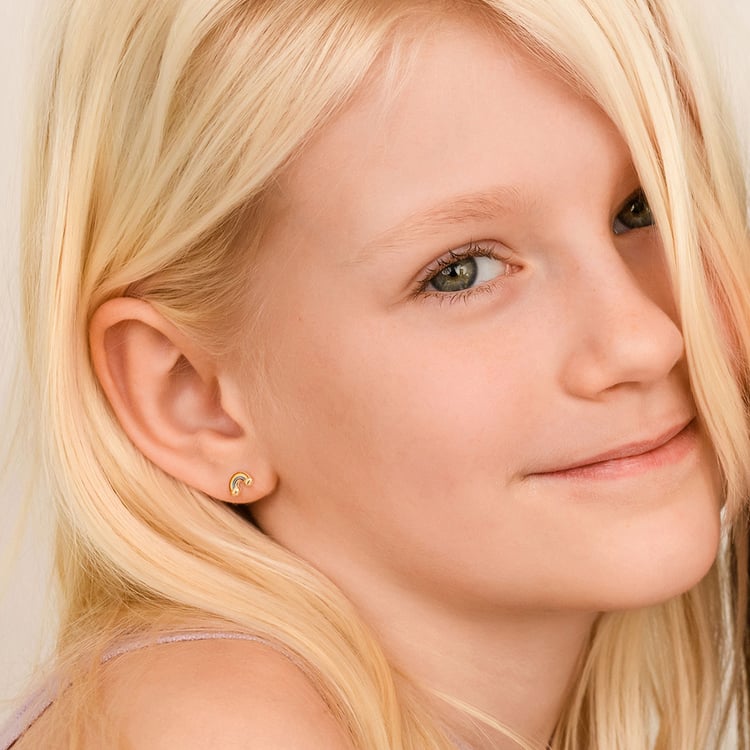 Zlaté detské náušnice v tvare dúhy Marigold 164371