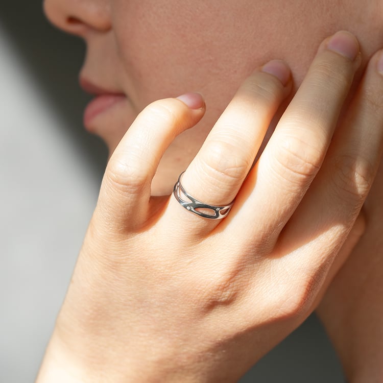 Zlaté netradičné snubné prstene Bionic 145410