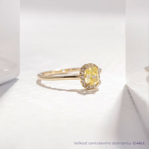 Zásnubný prsteň s certifikovaným fancy yellow lab-grown diamantom Velia