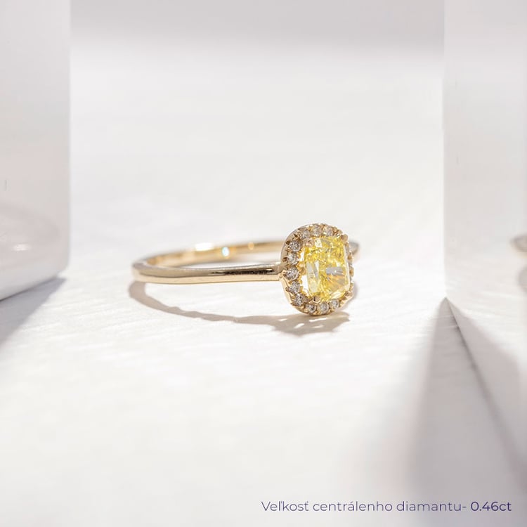 Zásnubný prsteň s certifikovaným fancy yellow lab-grown diamantom Velia 114199