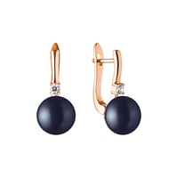 Strieborné náušnice s čiernymi perlami Pema